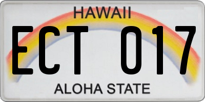 HI license plate ECT017