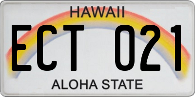 HI license plate ECT021