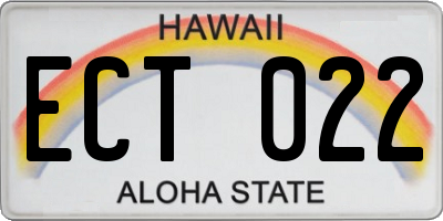HI license plate ECT022