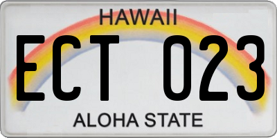 HI license plate ECT023