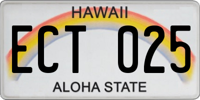 HI license plate ECT025