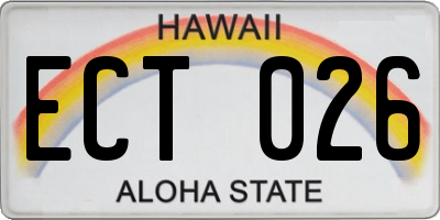 HI license plate ECT026