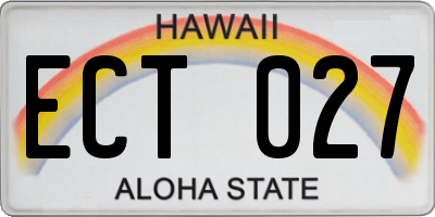 HI license plate ECT027