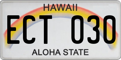 HI license plate ECT030