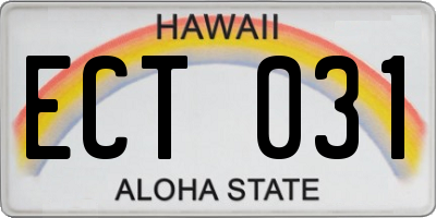 HI license plate ECT031
