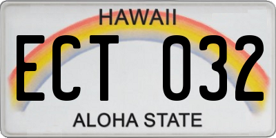 HI license plate ECT032