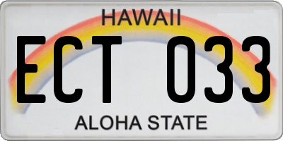 HI license plate ECT033