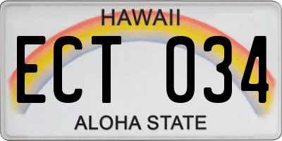 HI license plate ECT034