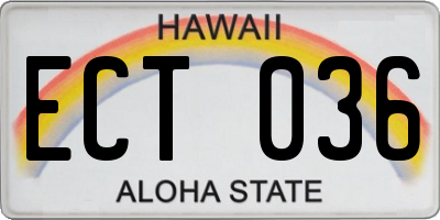 HI license plate ECT036