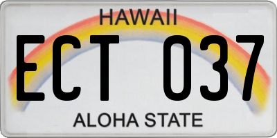 HI license plate ECT037