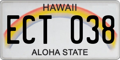 HI license plate ECT038