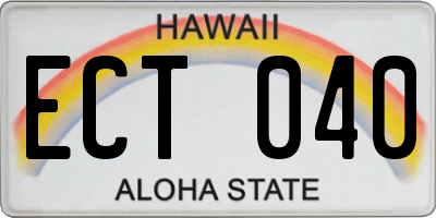 HI license plate ECT040