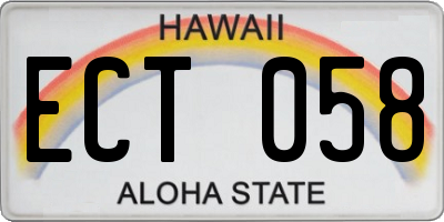 HI license plate ECT058