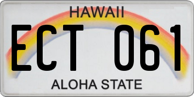 HI license plate ECT061
