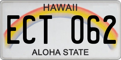 HI license plate ECT062