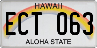 HI license plate ECT063