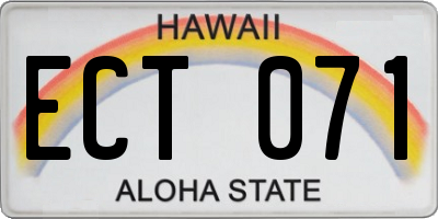 HI license plate ECT071