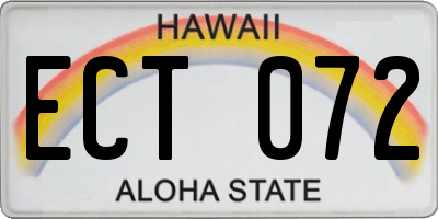 HI license plate ECT072