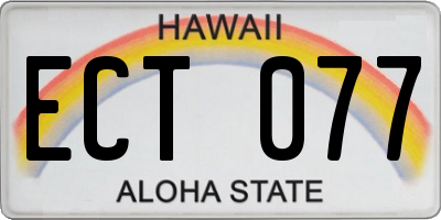 HI license plate ECT077