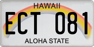 HI license plate ECT081