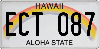 HI license plate ECT087