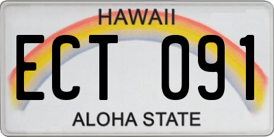 HI license plate ECT091