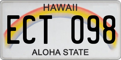 HI license plate ECT098
