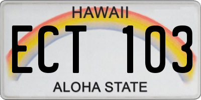 HI license plate ECT103