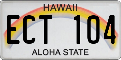 HI license plate ECT104