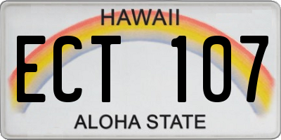 HI license plate ECT107