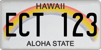 HI license plate ECT123