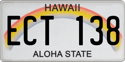 HI license plate ECT138