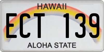 HI license plate ECT139
