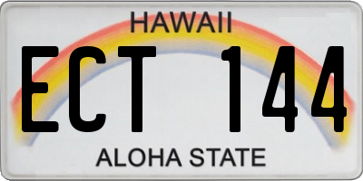 HI license plate ECT144