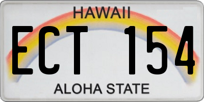 HI license plate ECT154