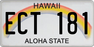 HI license plate ECT181