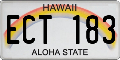 HI license plate ECT183