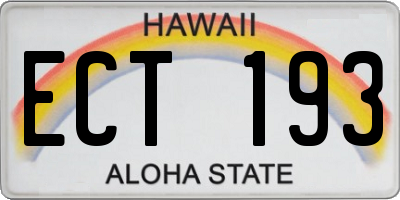 HI license plate ECT193