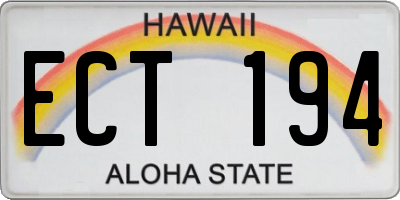 HI license plate ECT194