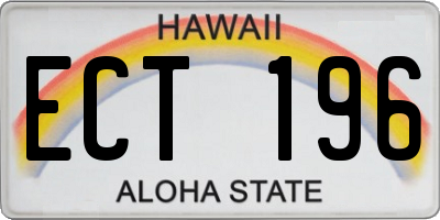 HI license plate ECT196