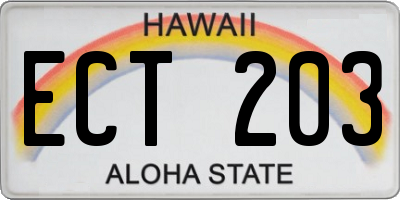 HI license plate ECT203