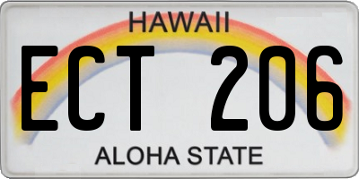 HI license plate ECT206