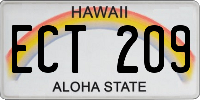HI license plate ECT209