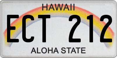 HI license plate ECT212