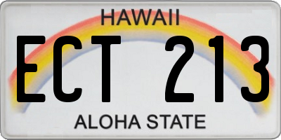 HI license plate ECT213