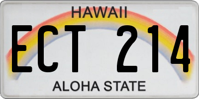 HI license plate ECT214