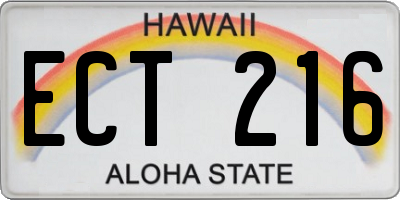 HI license plate ECT216