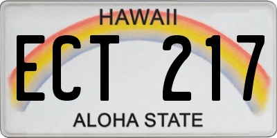 HI license plate ECT217