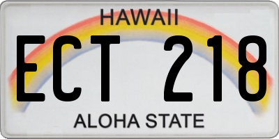 HI license plate ECT218