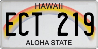 HI license plate ECT219